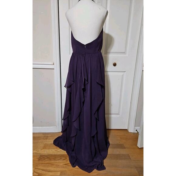 White by Vera Wang Formal Gown Sz. 6 Amethyst Ruffles Lining Floor Length Bridal - Picture 3 of 16